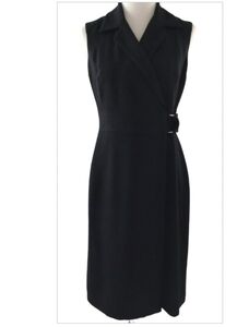 Donna Morgan Women Classy Black Wrap Sheath Career Dress Size 12